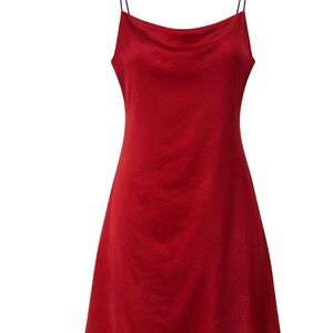 Chic Red Midi Dress with Spaghetti Straps